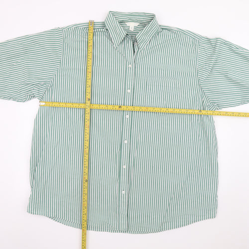 H&M Men's Green Striped Long Sleeve Cotton Dress Shirt Size S