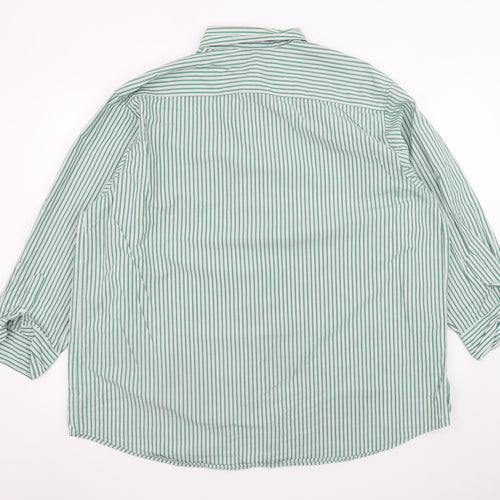 H&M Men's Green Striped Long Sleeve Cotton Dress Shirt Size S