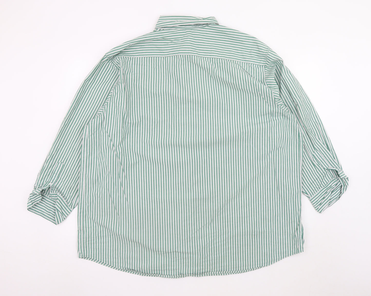 H&M Men's Green Striped Long Sleeve Cotton Dress Shirt Size S
