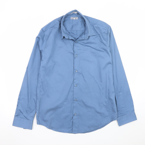 Heniis Italian Couture Blue Men's XL Long Sleeve Dress Shirt