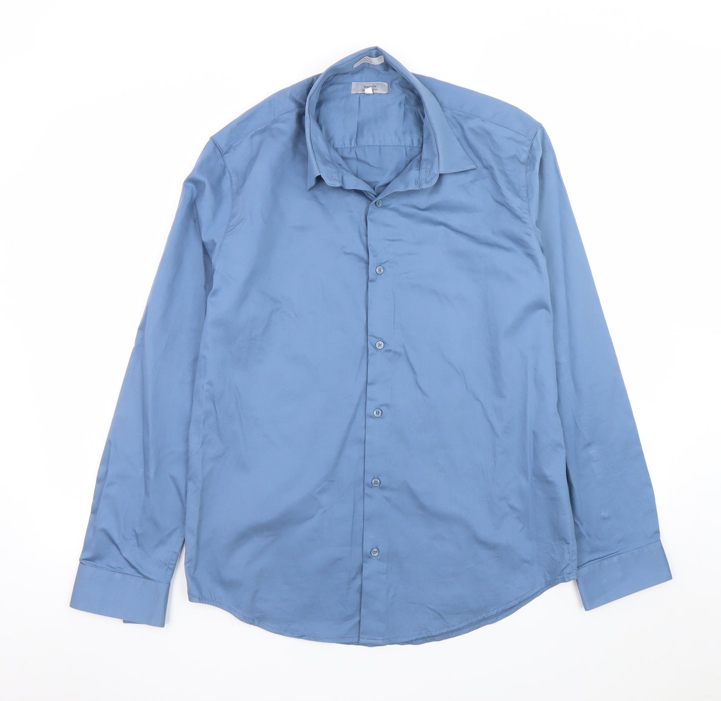 Heniis Italian Couture Blue Men's XL Long Sleeve Dress Shirt