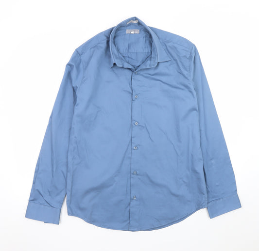 Heniis Italian Couture Blue Men's XL Long Sleeve Dress Shirt