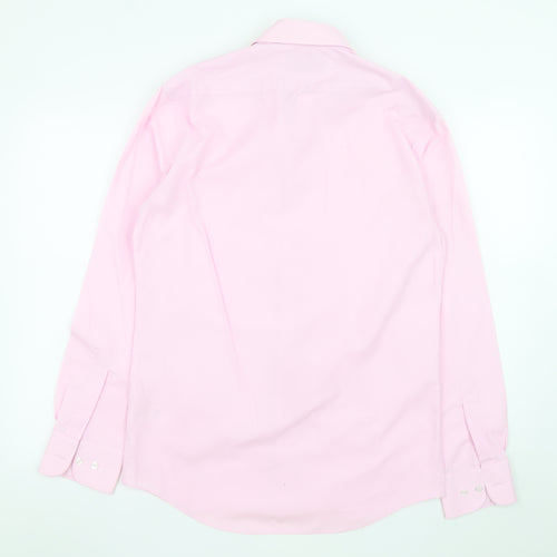 Marks and Spencer Men's Pink Regular Fit Long Sleeve Formal Dress Shirt 15in Collar