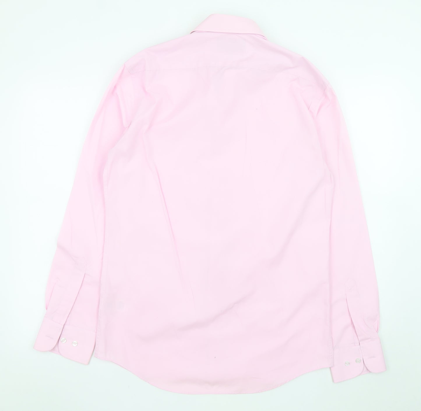 Marks and Spencer Men's Pink Regular Fit Long Sleeve Formal Dress Shirt 15in Collar