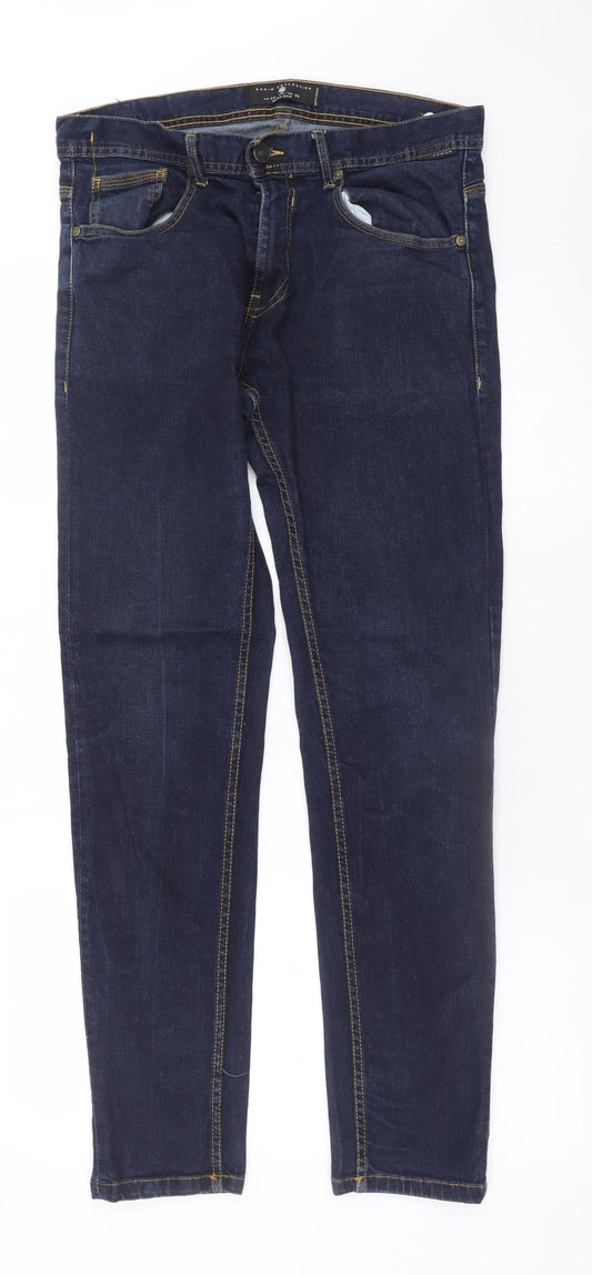 Zara Women Blue Straight Denim Jeans Size 14 Regular Fit