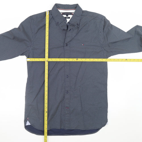 Tommy Hilfiger Men's Blue Regular Fit Long Sleeve Cotton Dress Shirt M