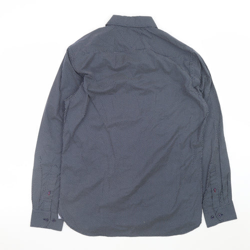Tommy Hilfiger Men's Blue Regular Fit Long Sleeve Cotton Dress Shirt M