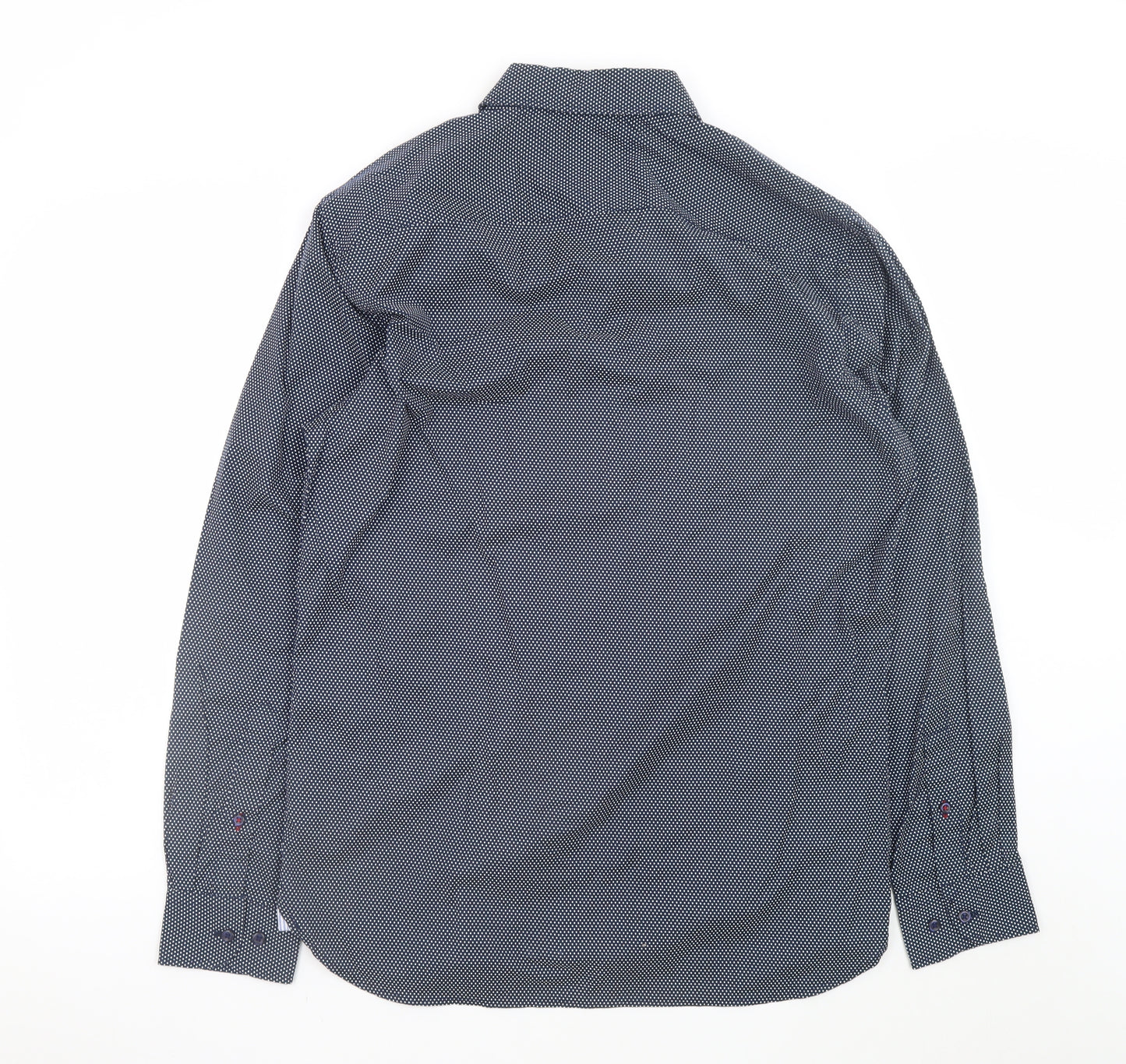 Tommy Hilfiger Men's Blue Regular Fit Long Sleeve Cotton Dress Shirt M