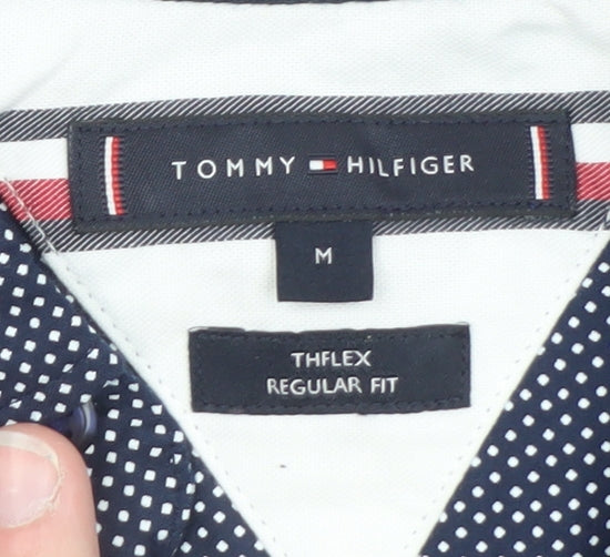Tommy Hilfiger Men's Blue Regular Fit Long Sleeve Cotton Dress Shirt M