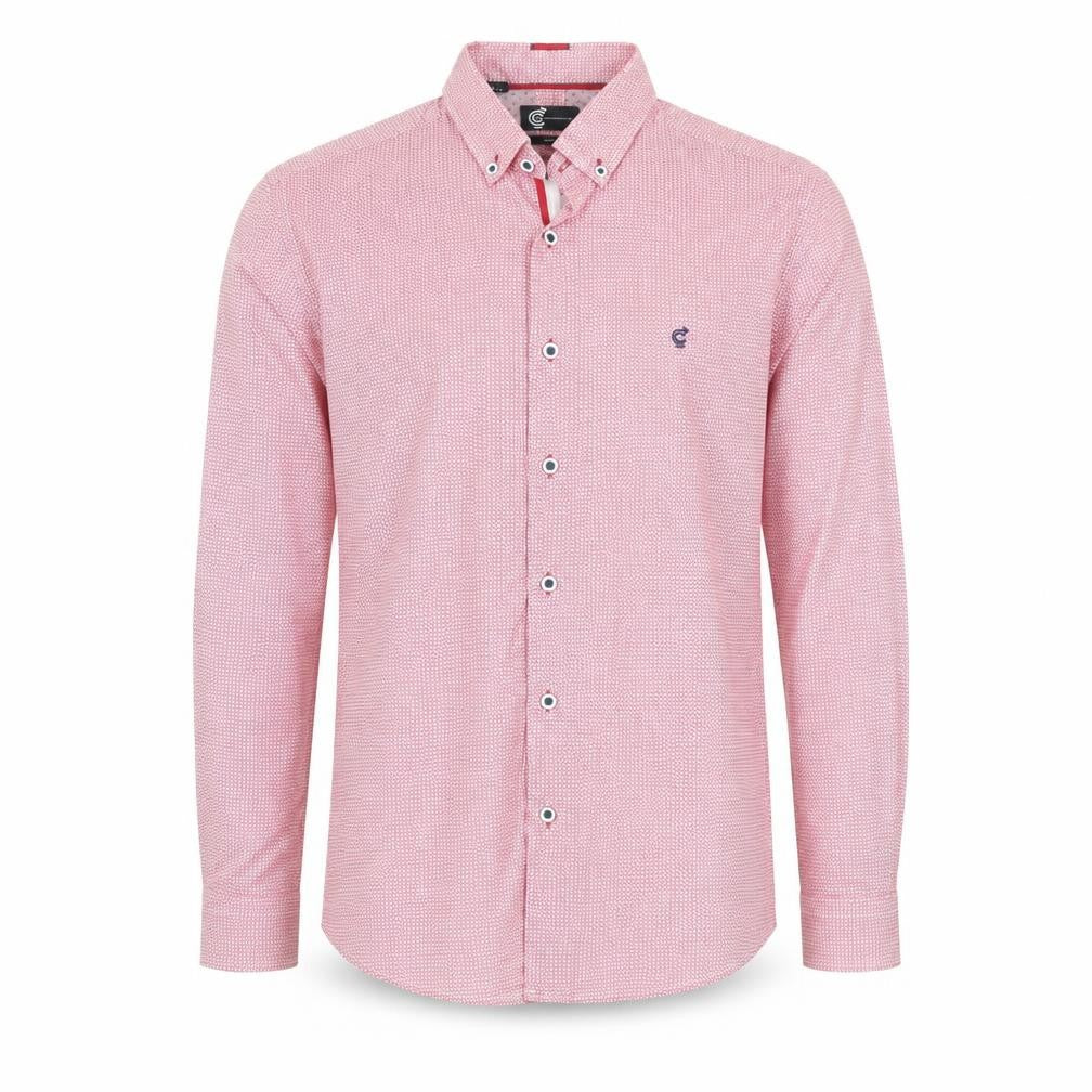 C&A Men’s Red Slim Fit Geometric Long Sleeve Button-Up Shirt Size 16.5