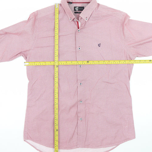 C&A Men’s Red Slim Fit Geometric Long Sleeve Button-Up Shirt Size 16.5