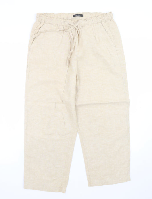 Dunnes Women’s Beige Linen Blend Relaxed Drawstring Trousers Size S