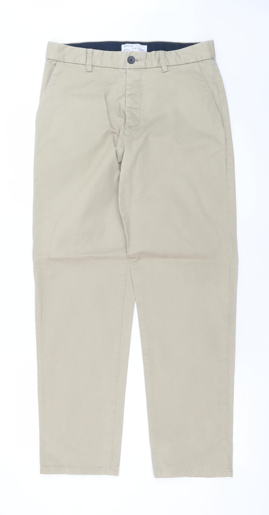 Denim Co Men's Beige Chino Straight Stretch Trousers W30 L30