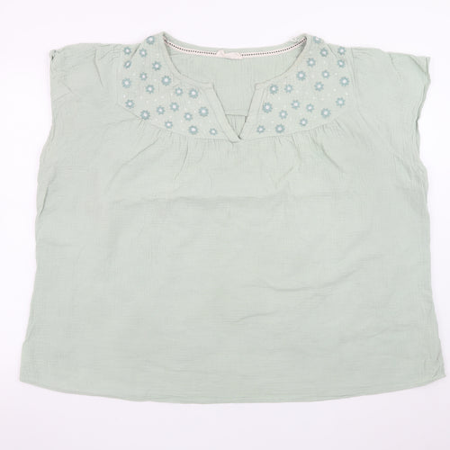 Autonomy Women's Green Cotton Embroidered Tunic Blouse Size 22