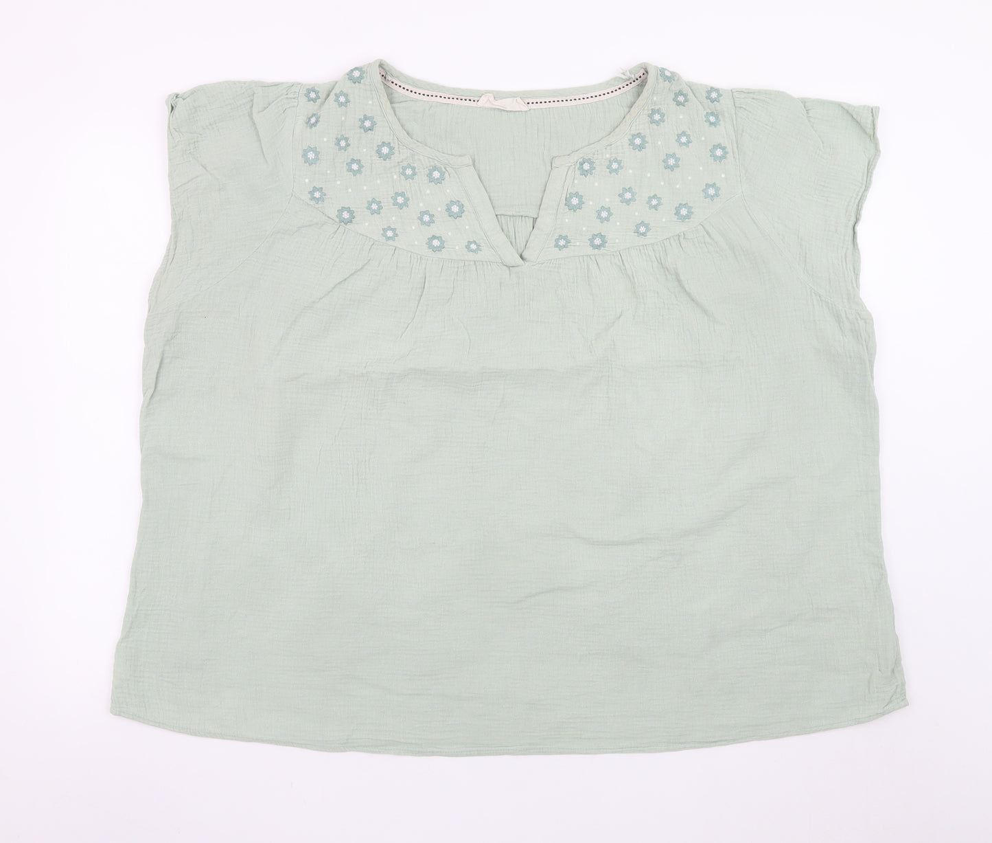 Autonomy Women's Green Cotton Embroidered Tunic Blouse Size 22