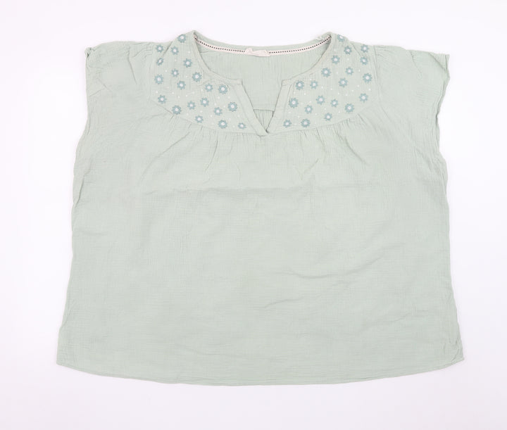 Autonomy Women's Green Cotton Embroidered Tunic Blouse Size 22