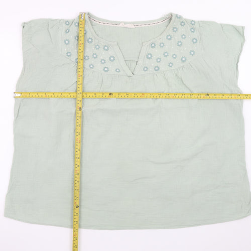 Autonomy Women's Green Cotton Embroidered Tunic Blouse Size 22