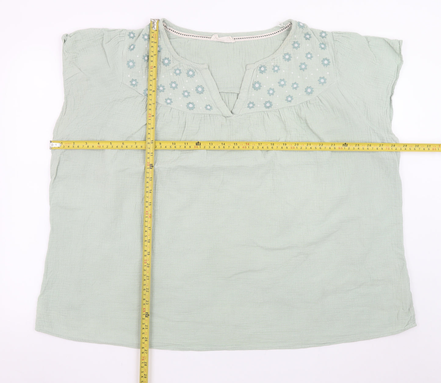 Autonomy Women's Green Cotton Embroidered Tunic Blouse Size 22