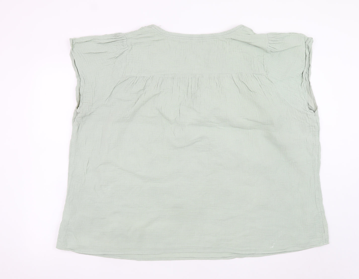 Autonomy Women's Green Cotton Embroidered Tunic Blouse Size 22