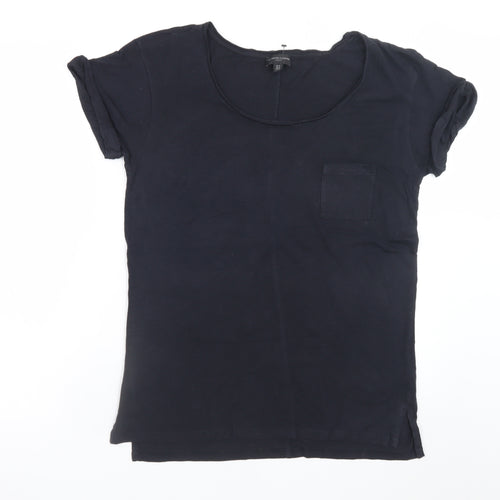 The White Company Women Black Cotton Modal Short Sleeve T-Shirt UK 14