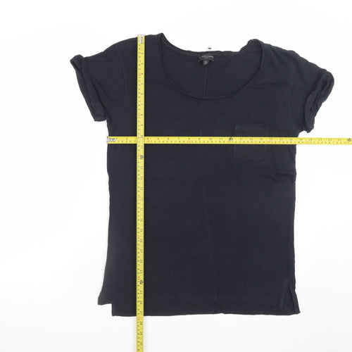 The White Company Women Black Cotton Modal Short Sleeve T-Shirt UK 14