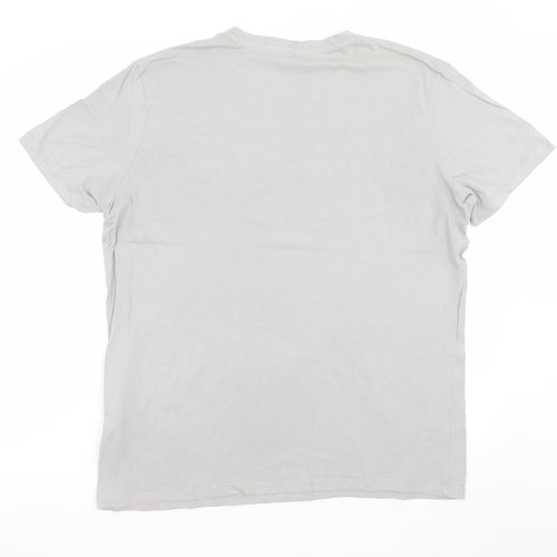 Jack & Jones Men's Grey Colourblock Logo Crew Neck T-Shirt XL