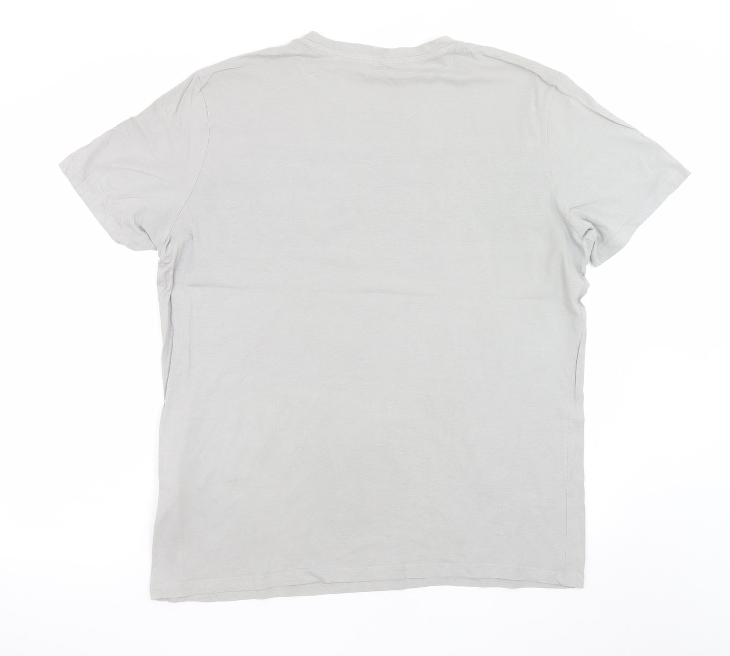 Jack & Jones Men's Grey Colourblock Logo Crew Neck T-Shirt XL