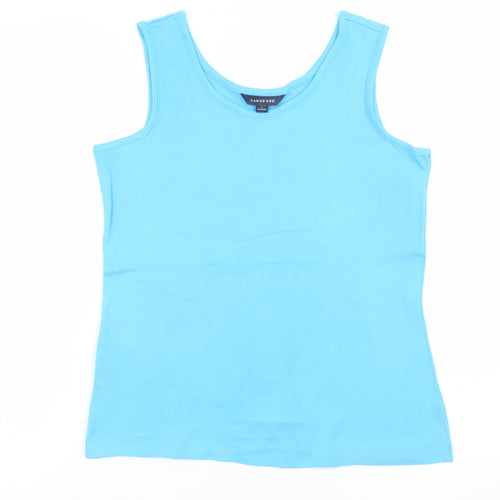 Lands' End Women Blue Tank Top Size 6-8 Cotton Sleeveless Summer Casual