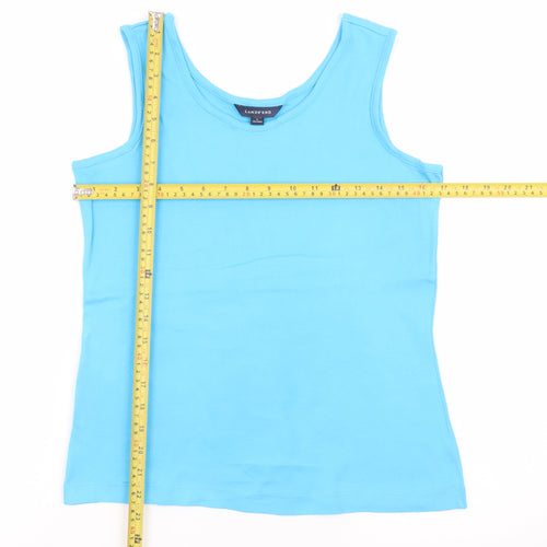 Lands' End Women Blue Tank Top Size 6-8 Cotton Sleeveless Summer Casual