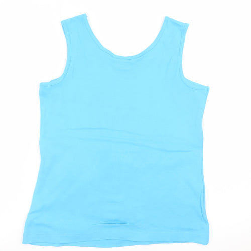 Lands' End Women Blue Tank Top Size 6-8 Cotton Sleeveless Summer Casual