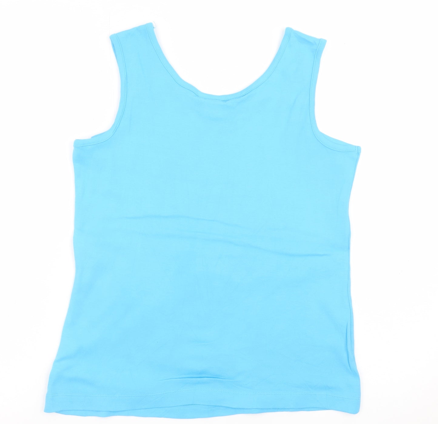 Lands' End Women Blue Tank Top Size 6-8 Cotton Sleeveless Summer Casual