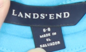 Lands' End Women Blue Tank Top Size 6-8 Cotton Sleeveless Summer Casual