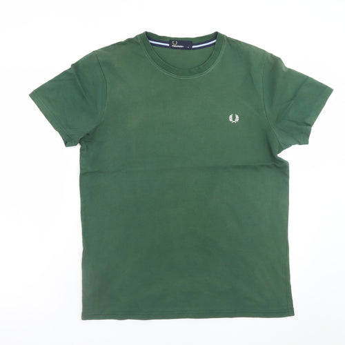 Fred Perry Men's Green Cotton Short Sleeve Crew Neck T-Shirt M