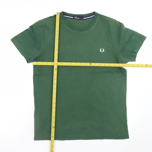 Fred Perry Men's Green Cotton Short Sleeve Crew Neck T-Shirt M