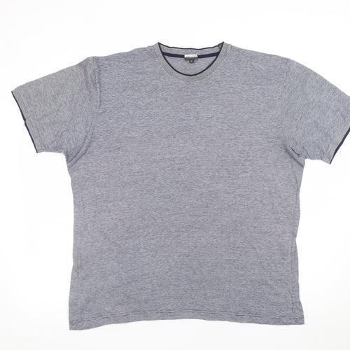 Jaeger Men’s Grey Striped Cotton Crew Neck T-Shirt XL