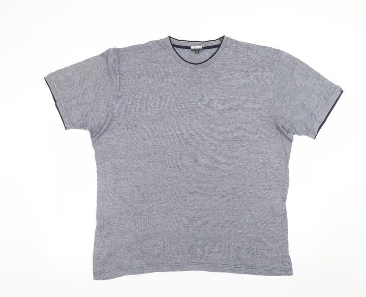 Jaeger Men’s Grey Striped Cotton Crew Neck T-Shirt XL