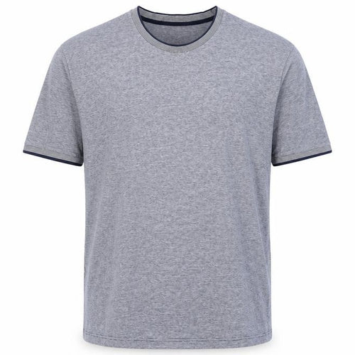 Jaeger Men’s Grey Striped Cotton Crew Neck T-Shirt XL