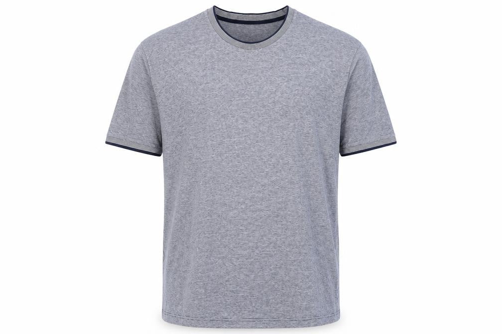 Jaeger Men’s Grey Striped Cotton Crew Neck T-Shirt XL