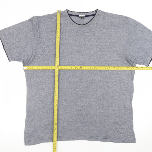 Jaeger Men’s Grey Striped Cotton Crew Neck T-Shirt XL