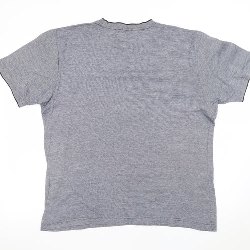 Jaeger Men’s Grey Striped Cotton Crew Neck T-Shirt XL