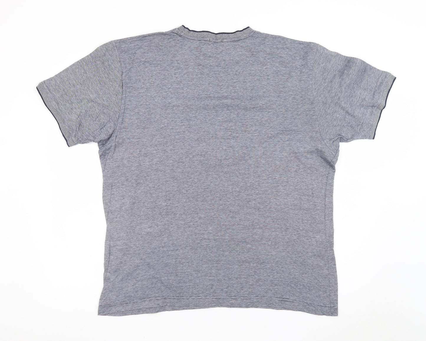 Jaeger Men’s Grey Striped Cotton Crew Neck T-Shirt XL