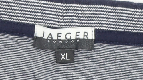 Jaeger Men’s Grey Striped Cotton Crew Neck T-Shirt XL