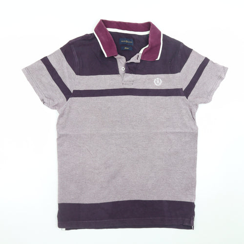 Henri Lloyd Men’s Purple Striped Cotton Polo Shirt Size M Slim Fit