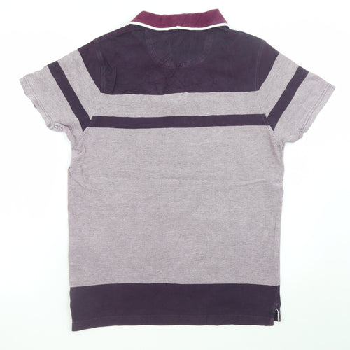 Henri Lloyd Men’s Purple Striped Cotton Polo Shirt Size M Slim Fit
