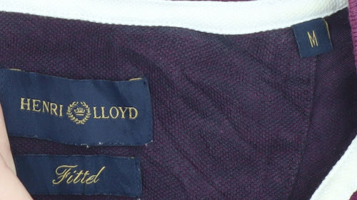 Henri Lloyd Men’s Purple Striped Cotton Polo Shirt Size M Slim Fit