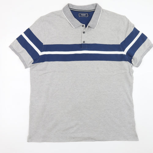 Maine New England Men's Grey XL Colourblock Short Sleeve Polo Shirt