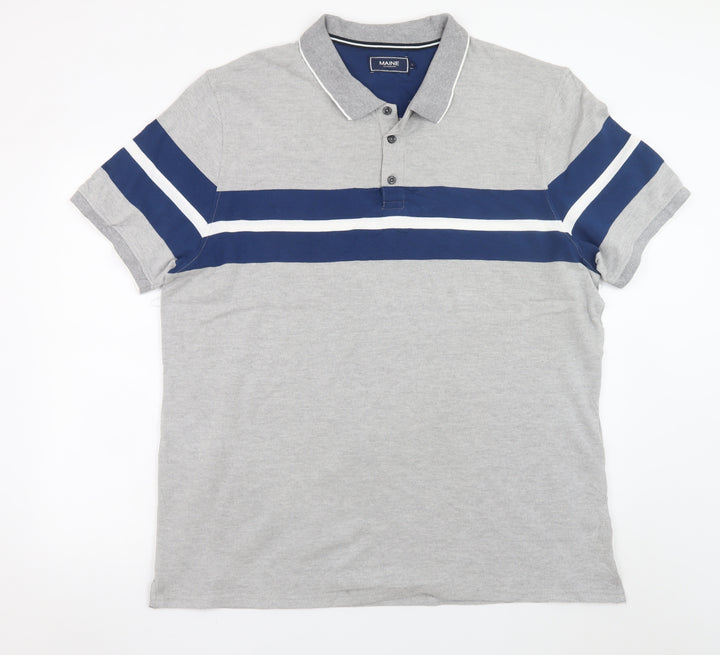 Maine New England Men's Grey XL Colourblock Short Sleeve Polo Shirt