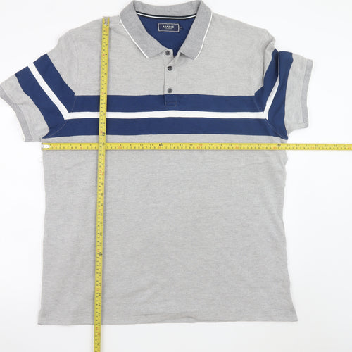 Maine New England Men's Grey XL Colourblock Short Sleeve Polo Shirt
