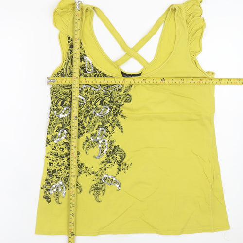Dorothy Perkins Womens Yellow Embellished Sleeveless Top Size 14