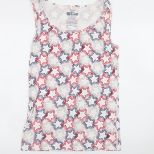 Lavon Womens Multicoloured Star Print Tank Top 2XL Plus Basic Cotton Blend